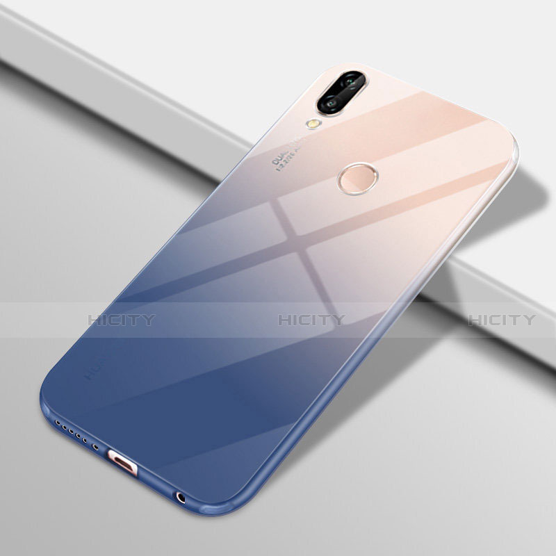 Silikon Hülle Handyhülle Ultra Dünn Schutzhülle Tasche Durchsichtig Transparent Farbverlauf G01 für Huawei Nova 3e Blau