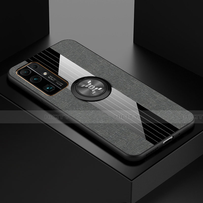 Silikon Hülle Handyhülle Ultra Dünn Schutzhülle Tasche Flexible mit Magnetisch Fingerring Ständer A01 für Huawei Honor 30 Grau