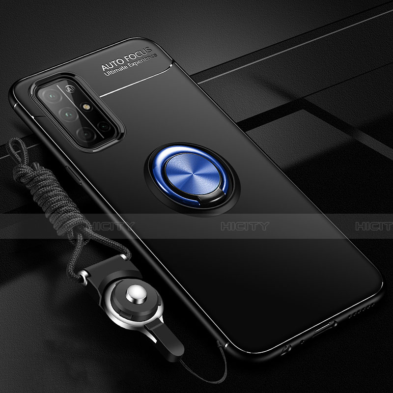 Silikon Hülle Handyhülle Ultra Dünn Schutzhülle Tasche Flexible mit Magnetisch Fingerring Ständer A01 für Huawei Honor 30S groß