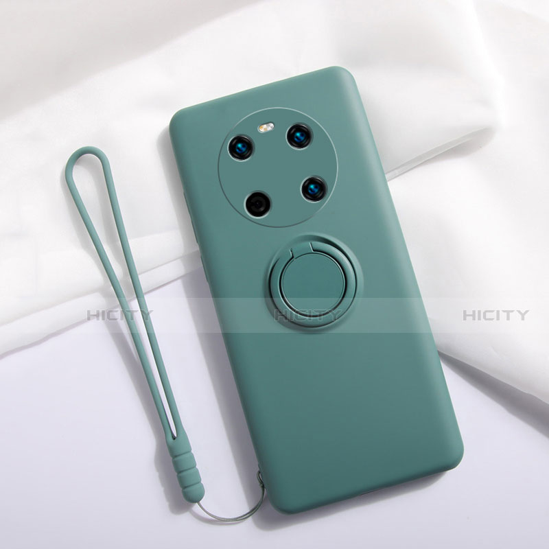 Silikon Hülle Handyhülle Ultra Dünn Schutzhülle Tasche Flexible mit Magnetisch Fingerring Ständer A01 für Huawei Mate 40E 4G Grün Plus