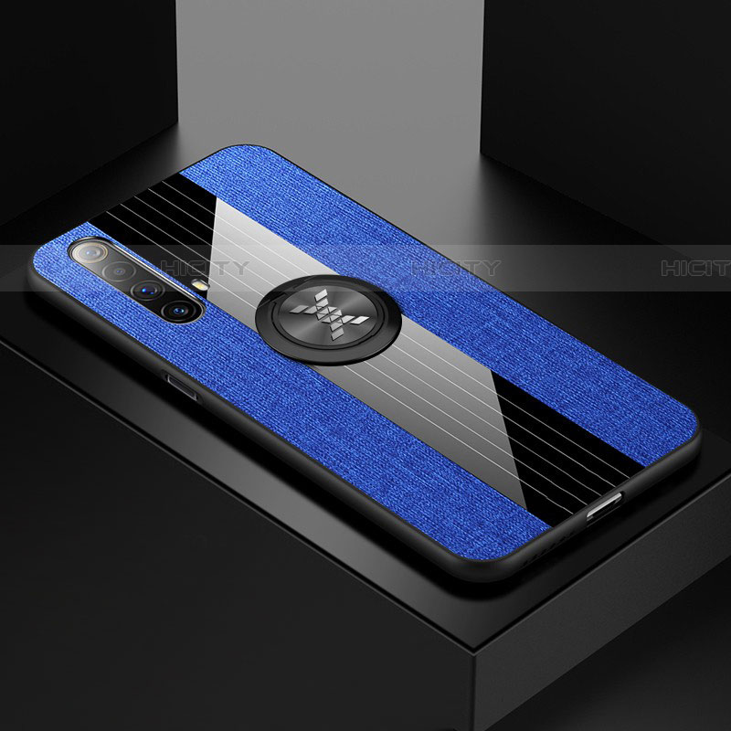 Silikon Hülle Handyhülle Ultra Dünn Schutzhülle Tasche Flexible mit Magnetisch Fingerring Ständer A01 für Realme X3 SuperZoom Blau