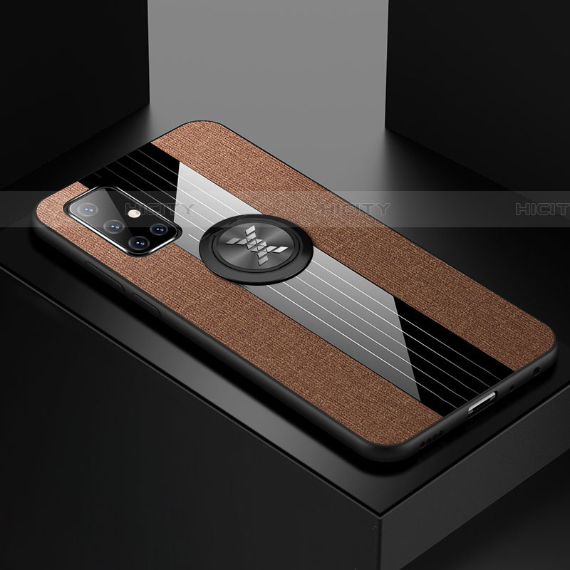 Silikon Hülle Handyhülle Ultra Dünn Schutzhülle Tasche Flexible mit Magnetisch Fingerring Ständer A01 für Samsung Galaxy A71 5G Braun Plus