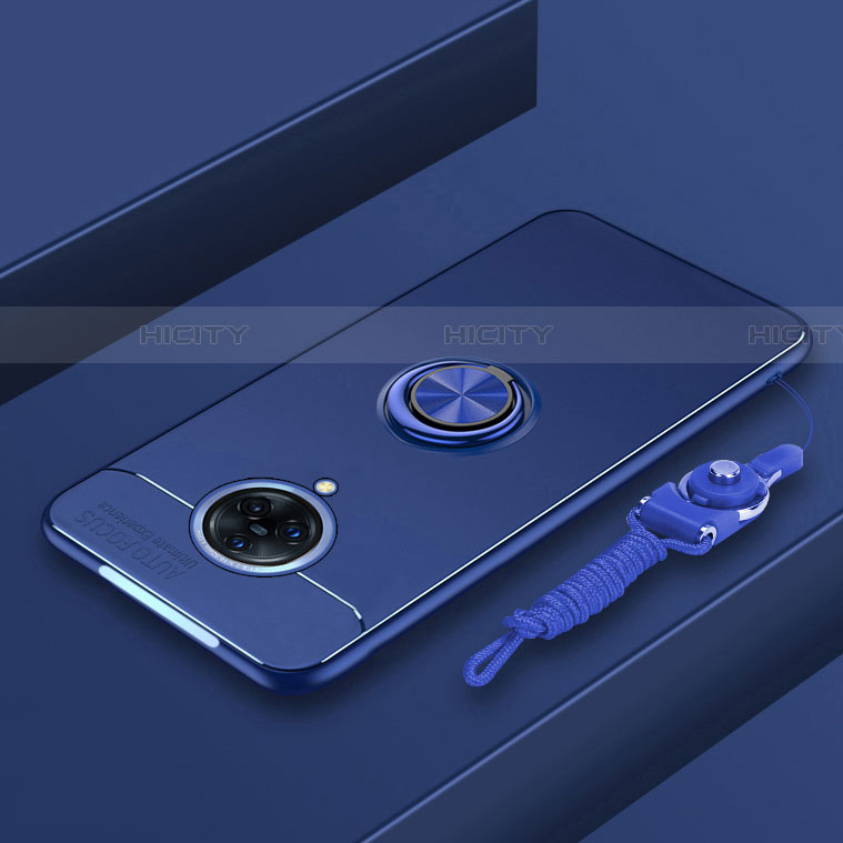 Silikon Hülle Handyhülle Ultra Dünn Schutzhülle Tasche Flexible mit Magnetisch Fingerring Ständer A01 für Vivo Nex 3 Blau