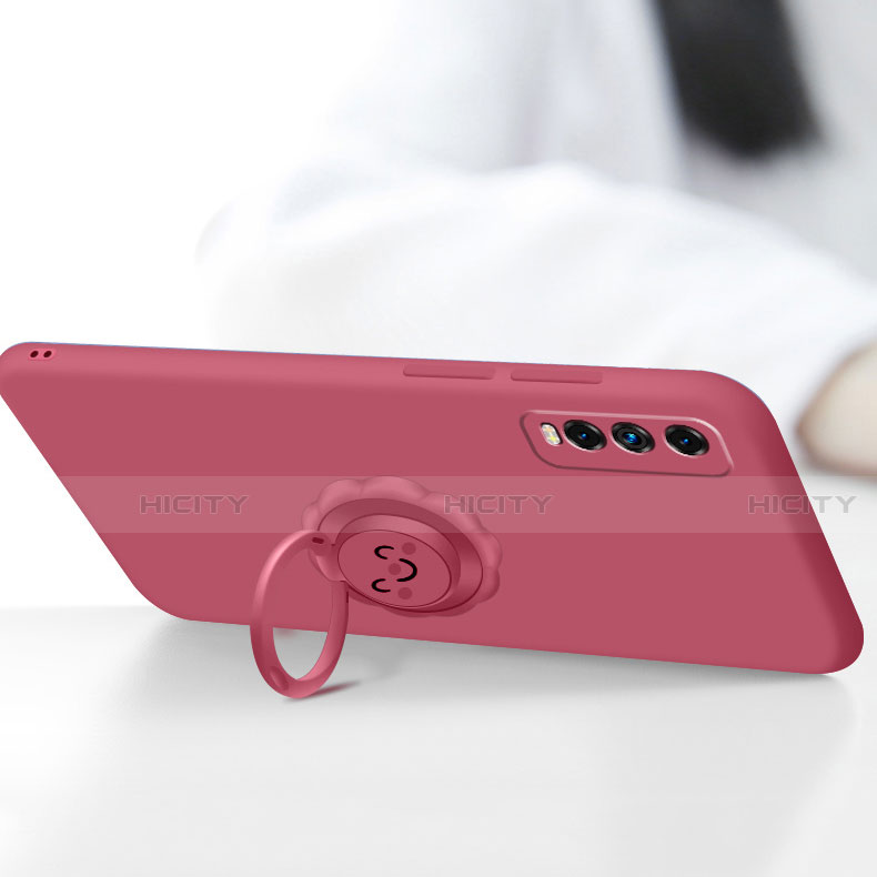 Silikon Hülle Handyhülle Ultra Dünn Schutzhülle Tasche Flexible mit Magnetisch Fingerring Ständer A01 für Vivo Y12s