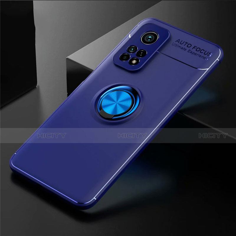 Silikon Hülle Handyhülle Ultra Dünn Schutzhülle Tasche Flexible mit Magnetisch Fingerring Ständer A01 für Xiaomi Mi 10T Pro 5G Blau