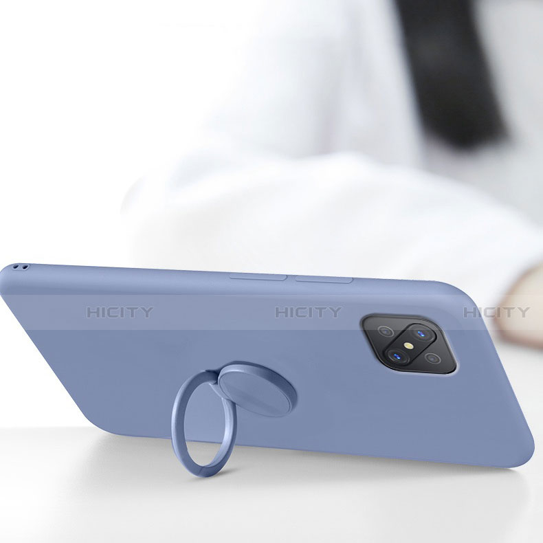 Silikon Hülle Handyhülle Ultra Dünn Schutzhülle Tasche Flexible mit Magnetisch Fingerring Ständer A02 für Oppo Reno4 Z 5G