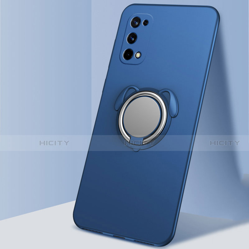 Silikon Hülle Handyhülle Ultra Dünn Schutzhülle Tasche Flexible mit Magnetisch Fingerring Ständer A02 für Realme X7 5G Blau Plus