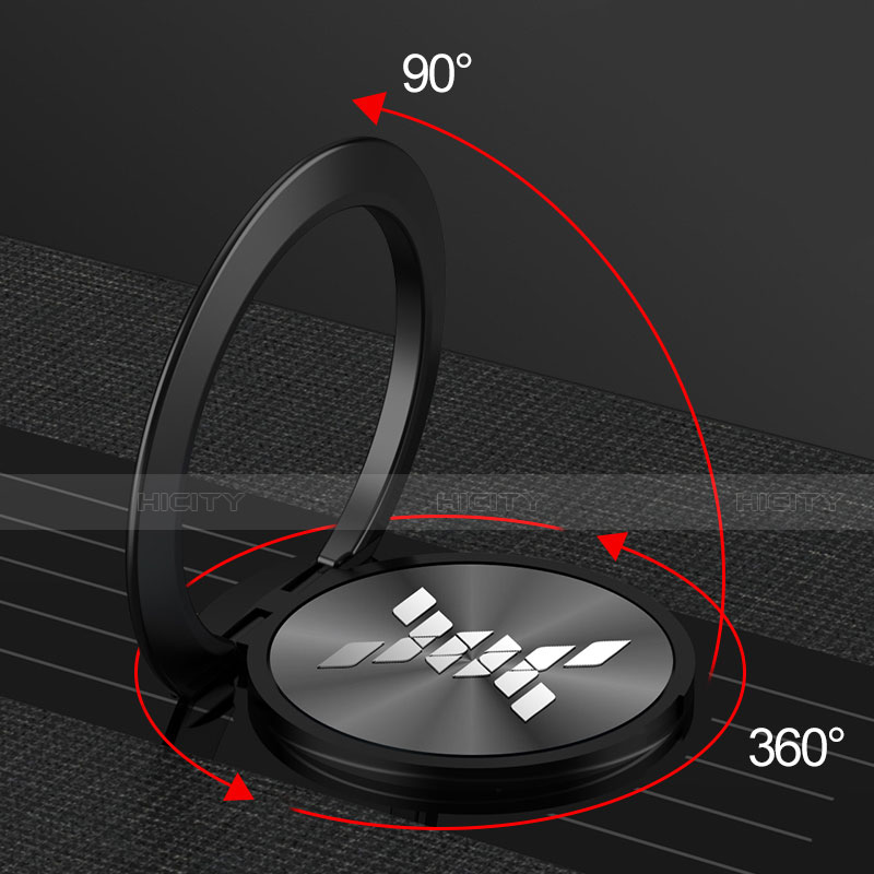 Silikon Hülle Handyhülle Ultra Dünn Schutzhülle Tasche Flexible mit Magnetisch Fingerring Ständer A04 für Apple iPhone 15 Pro Max