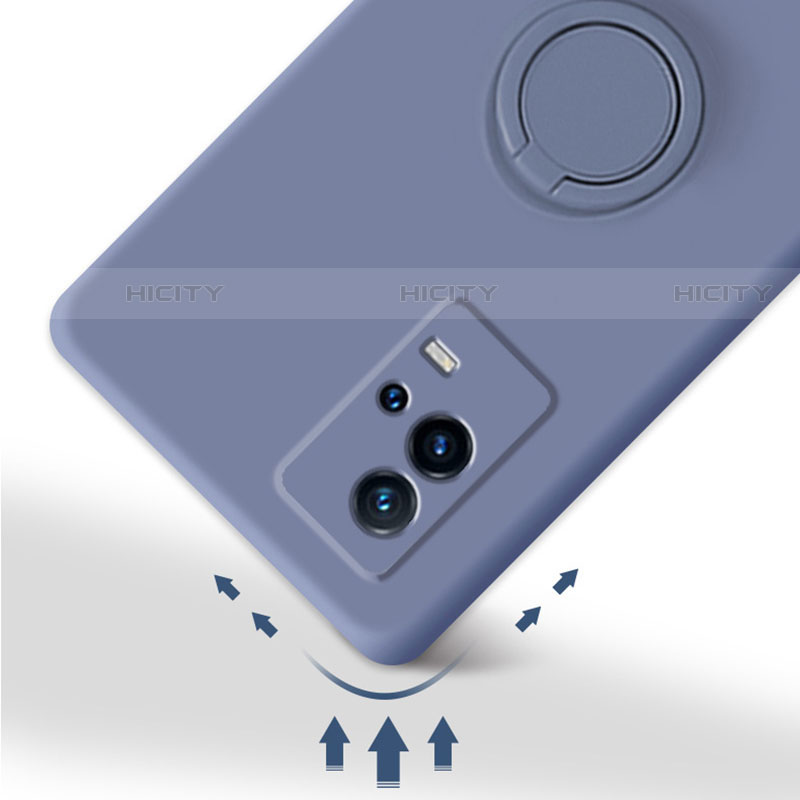 Silikon Hülle Handyhülle Ultra Dünn Schutzhülle Tasche Flexible mit Magnetisch Fingerring Ständer A04 für Vivo iQOO 8 5G groß