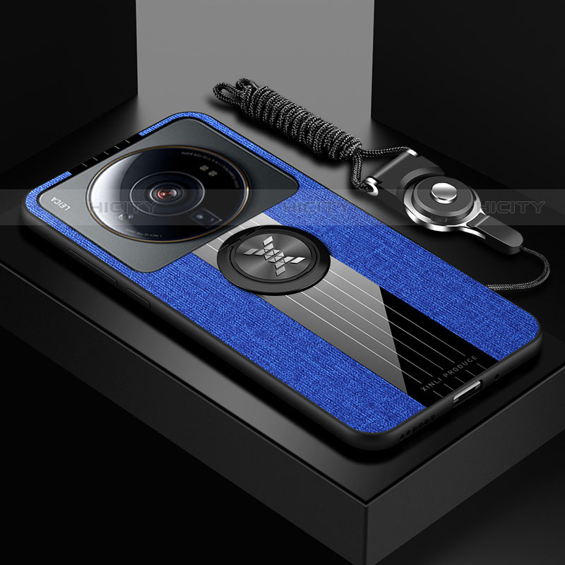 Silikon Hülle Handyhülle Ultra Dünn Schutzhülle Tasche Flexible mit Magnetisch Fingerring Ständer A04 für Xiaomi Mi 12S Ultra 5G Blau Plus