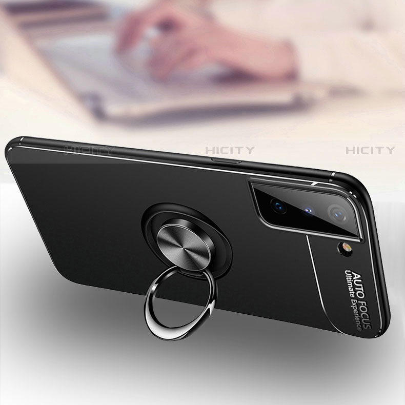 Silikon Hülle Handyhülle Ultra Dünn Schutzhülle Tasche Flexible mit Magnetisch Fingerring Ständer A05 für Samsung Galaxy S21 5G groß