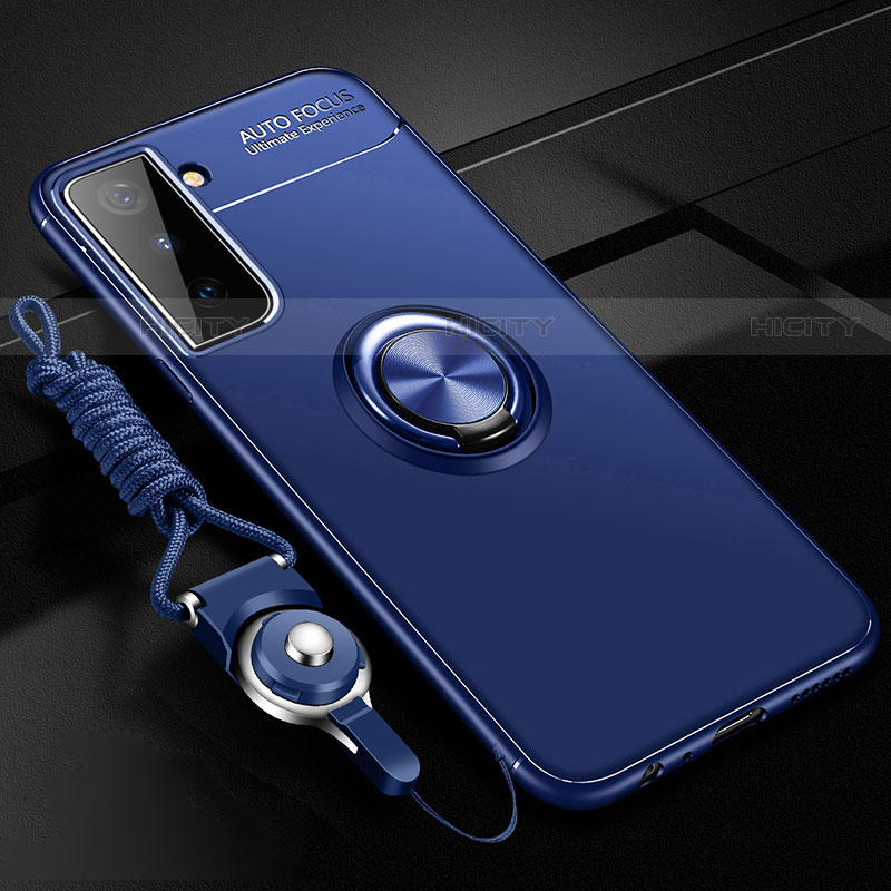 Silikon Hülle Handyhülle Ultra Dünn Schutzhülle Tasche Flexible mit Magnetisch Fingerring Ständer A05 für Samsung Galaxy S21 5G groß