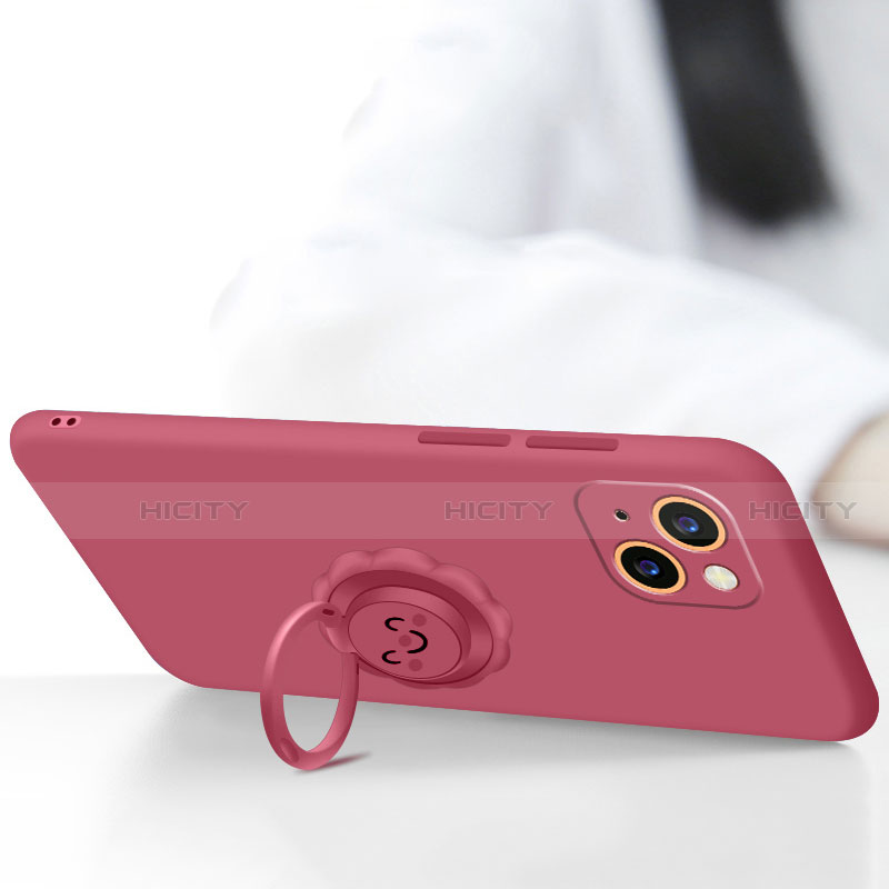 Silikon Hülle Handyhülle Ultra Dünn Schutzhülle Tasche Flexible mit Magnetisch Fingerring Ständer A06 für Apple iPhone 13