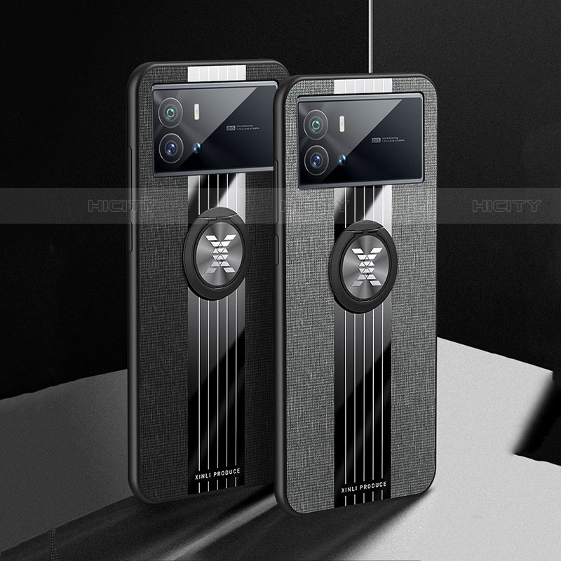 Silikon Hülle Handyhülle Ultra Dünn Schutzhülle Tasche Flexible mit Magnetisch Fingerring Ständer A07 für Vivo iQOO 9 5G groß
