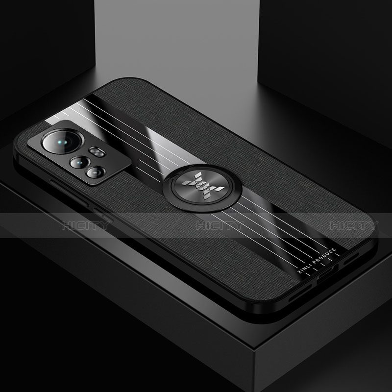 Silikon Hülle Handyhülle Ultra Dünn Schutzhülle Tasche Flexible mit Magnetisch Fingerring Ständer A07 für Xiaomi Mi 12 5G Schwarz
