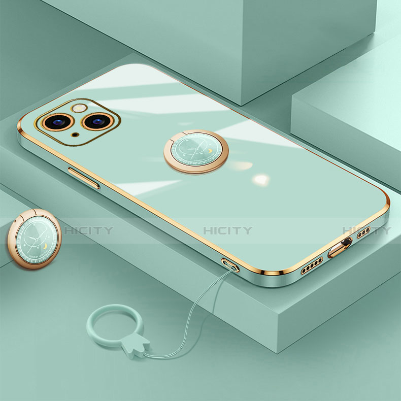 Silikon Hülle Handyhülle Ultra Dünn Schutzhülle Tasche Flexible mit Magnetisch Fingerring Ständer A08 für Apple iPhone 14