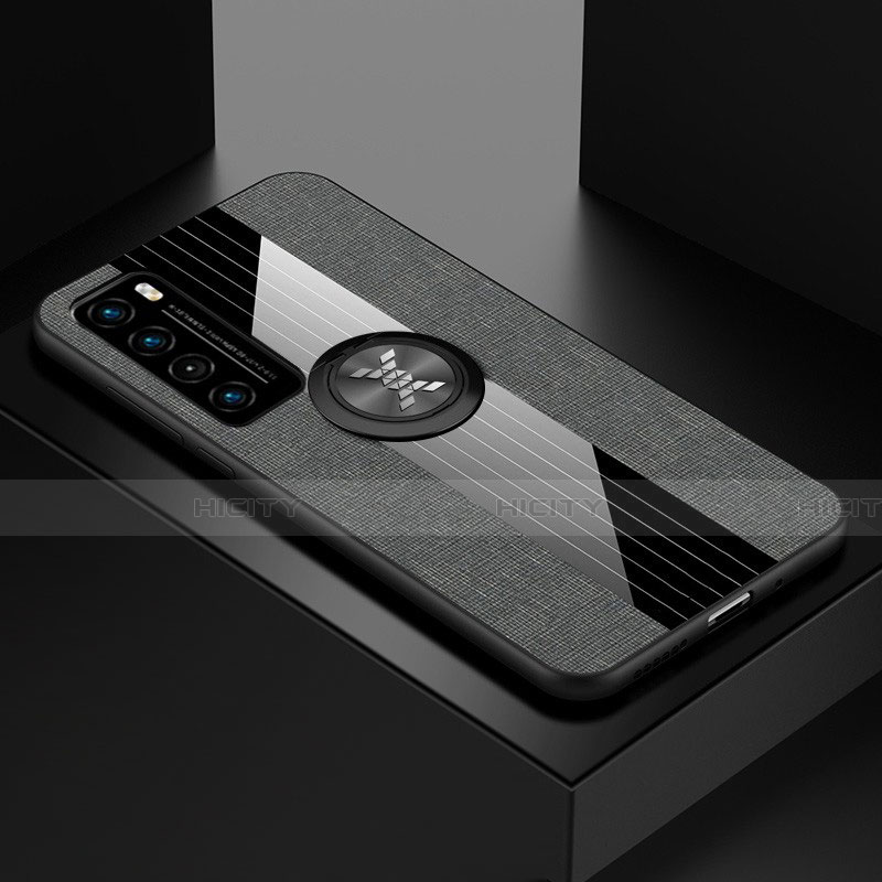 Silikon Hülle Handyhülle Ultra Dünn Schutzhülle Tasche Flexible mit Magnetisch Fingerring Ständer für Huawei Nova 7 5G groß