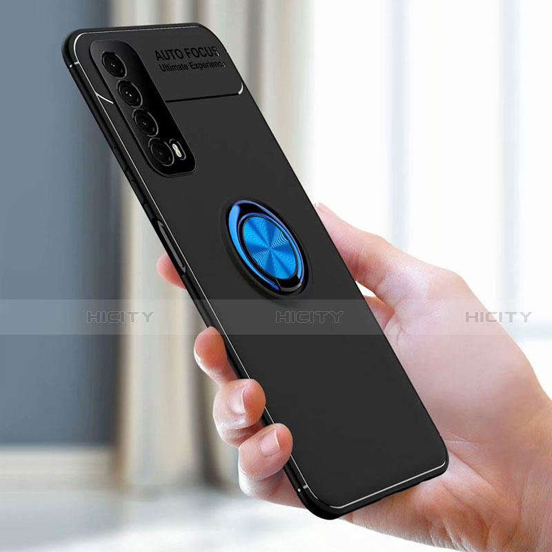 Silikon Hülle Handyhülle Ultra Dünn Schutzhülle Tasche Flexible mit Magnetisch Fingerring Ständer für Huawei P Smart (2021)