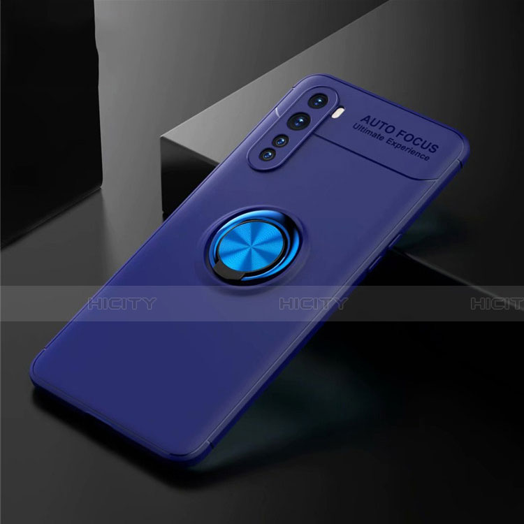 Silikon Hülle Handyhülle Ultra Dünn Schutzhülle Tasche Flexible mit Magnetisch Fingerring Ständer für OnePlus Nord Blau Plus