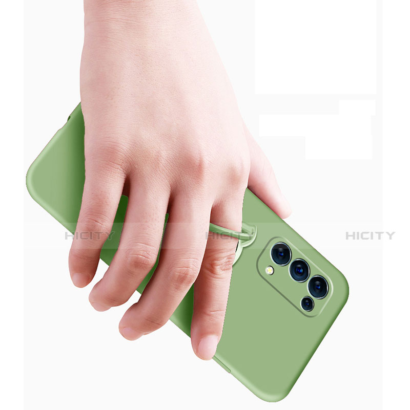 Silikon Hülle Handyhülle Ultra Dünn Schutzhülle Tasche Flexible mit Magnetisch Fingerring Ständer für Oppo Find X3 Lite 5G groß