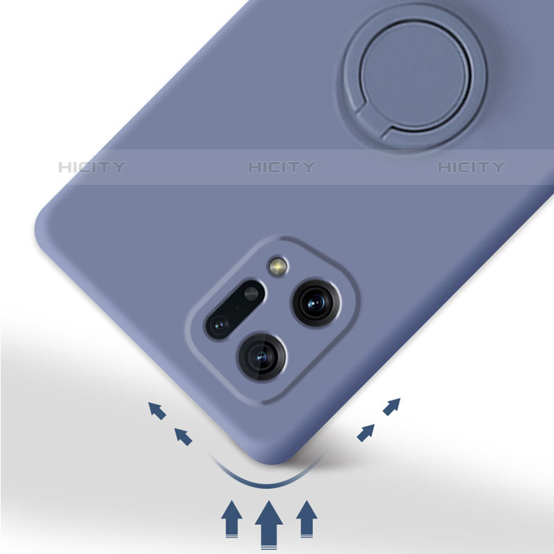 Silikon Hülle Handyhülle Ultra Dünn Schutzhülle Tasche Flexible mit Magnetisch Fingerring Ständer für Oppo Find X5 Pro 5G