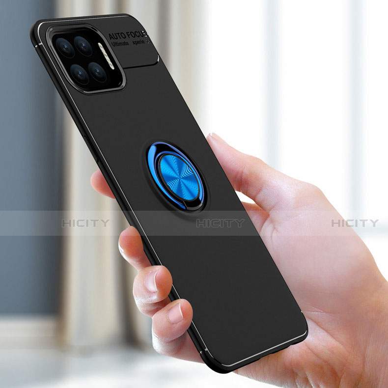 Silikon Hülle Handyhülle Ultra Dünn Schutzhülle Tasche Flexible mit Magnetisch Fingerring Ständer für Oppo Reno4 Lite