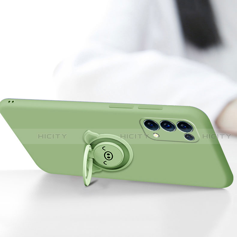 Silikon Hülle Handyhülle Ultra Dünn Schutzhülle Tasche Flexible mit Magnetisch Fingerring Ständer für Oppo Reno5 5G groß