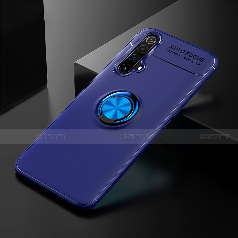 Silikon Hülle Handyhülle Ultra Dünn Schutzhülle Tasche Flexible mit Magnetisch Fingerring Ständer für Realme X3 Blau Plus