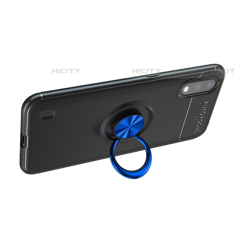 Silikon Hülle Handyhülle Ultra Dünn Schutzhülle Tasche Flexible mit Magnetisch Fingerring Ständer für Samsung Galaxy A01 SM-A015