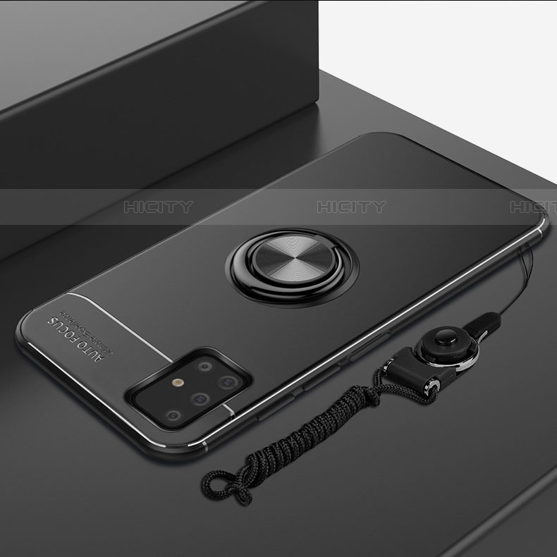 Silikon Hülle Handyhülle Ultra Dünn Schutzhülle Tasche Flexible mit Magnetisch Fingerring Ständer für Samsung Galaxy A51 5G