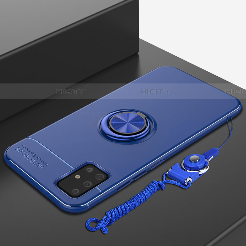 Silikon Hülle Handyhülle Ultra Dünn Schutzhülle Tasche Flexible mit Magnetisch Fingerring Ständer für Samsung Galaxy A71 5G groß