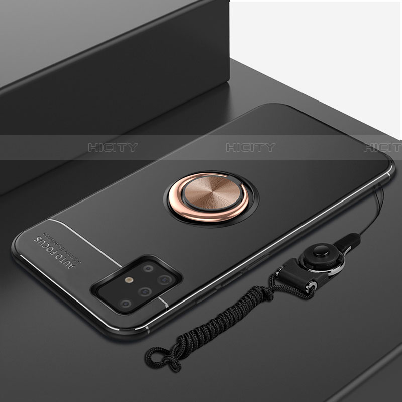 Silikon Hülle Handyhülle Ultra Dünn Schutzhülle Tasche Flexible mit Magnetisch Fingerring Ständer für Samsung Galaxy A71 5G