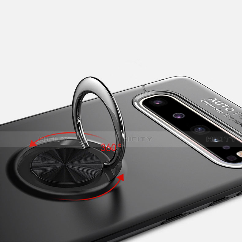 Silikon Hülle Handyhülle Ultra Dünn Schutzhülle Tasche Flexible mit Magnetisch Fingerring Ständer für Samsung Galaxy S10 5G SM-G977B groß