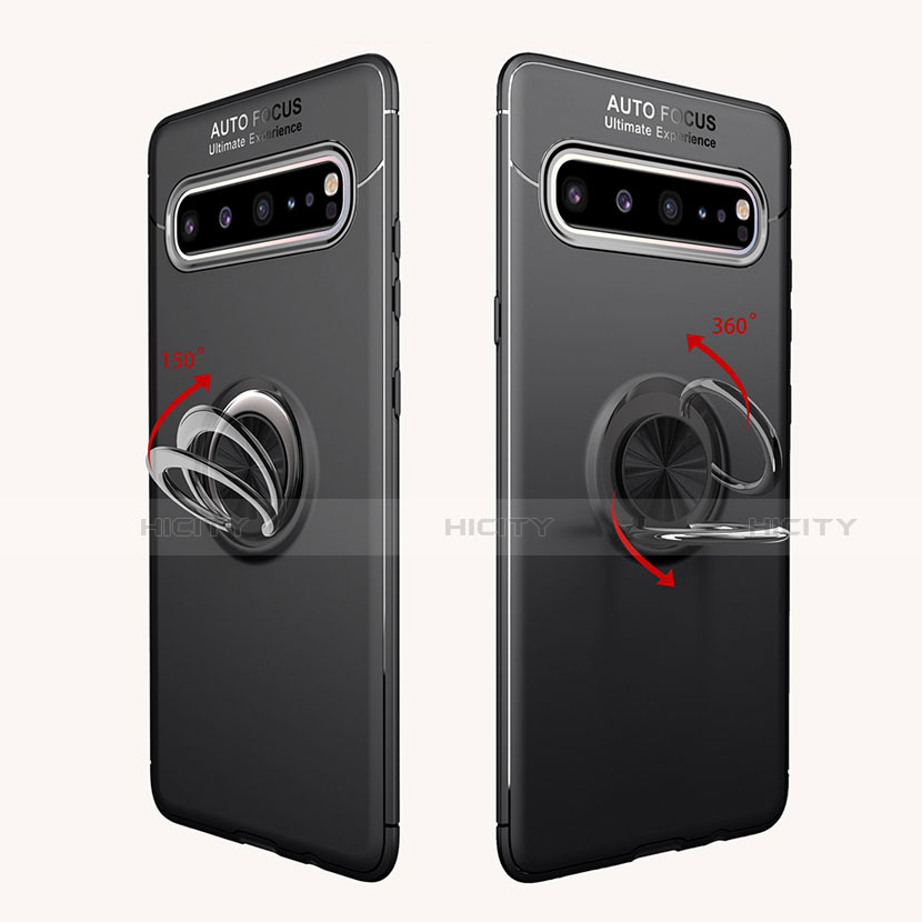 Silikon Hülle Handyhülle Ultra Dünn Schutzhülle Tasche Flexible mit Magnetisch Fingerring Ständer für Samsung Galaxy S10 5G SM-G977B groß