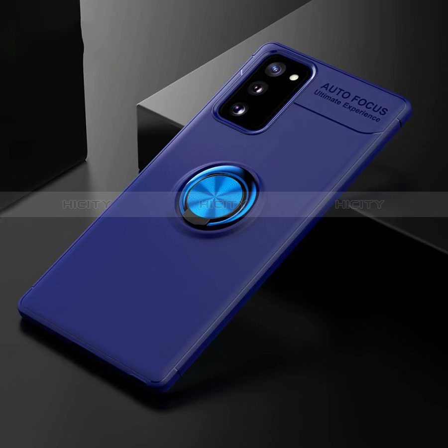 Silikon Hülle Handyhülle Ultra Dünn Schutzhülle Tasche Flexible mit Magnetisch Fingerring Ständer für Samsung Galaxy S20 Lite 5G Blau Plus
