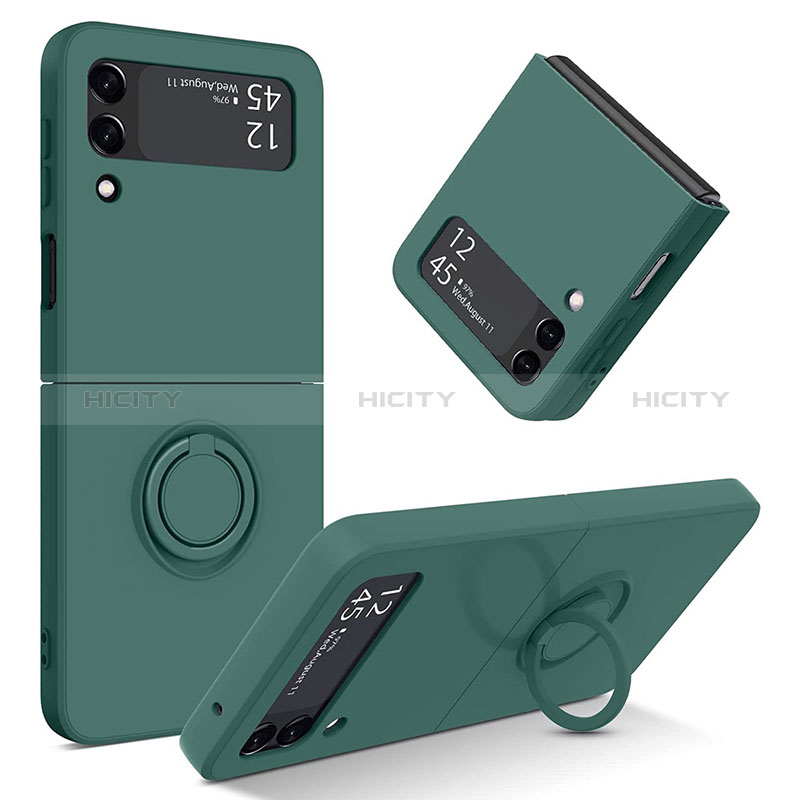 Silikon Hülle Handyhülle Ultra Dünn Schutzhülle Tasche Flexible mit Magnetisch Fingerring Ständer für Samsung Galaxy Z Flip3 5G