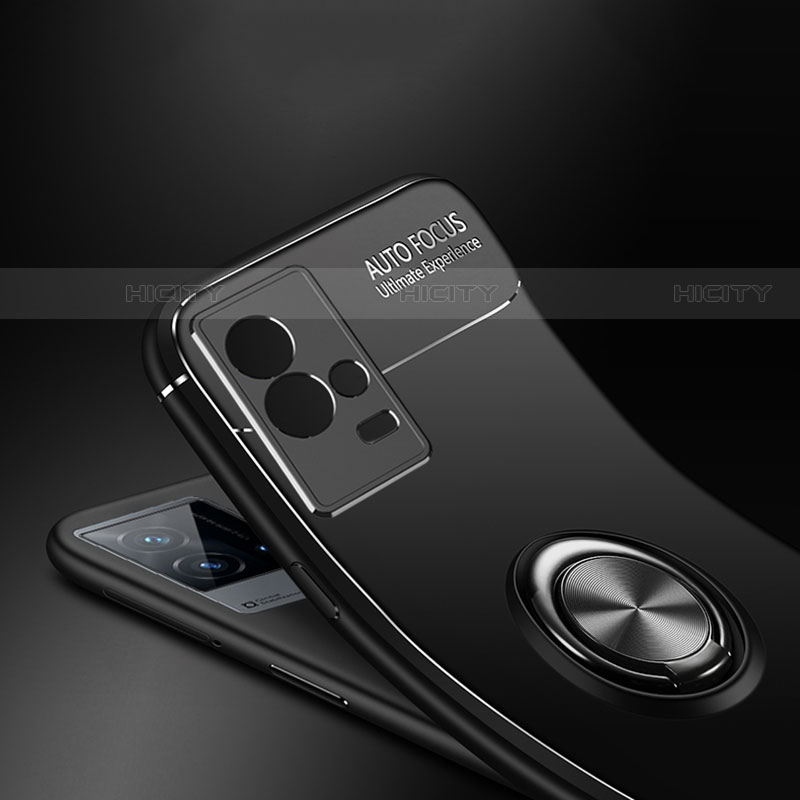 Silikon Hülle Handyhülle Ultra Dünn Schutzhülle Tasche Flexible mit Magnetisch Fingerring Ständer für Vivo iQOO 8 5G groß