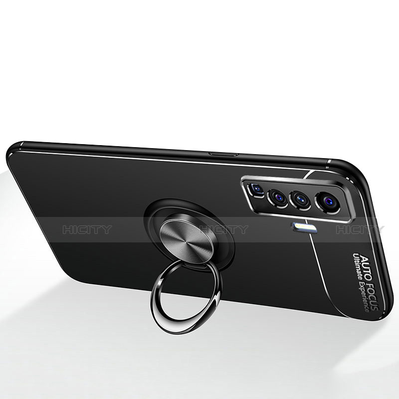 Silikon Hülle Handyhülle Ultra Dünn Schutzhülle Tasche Flexible mit Magnetisch Fingerring Ständer für Vivo X50 5G