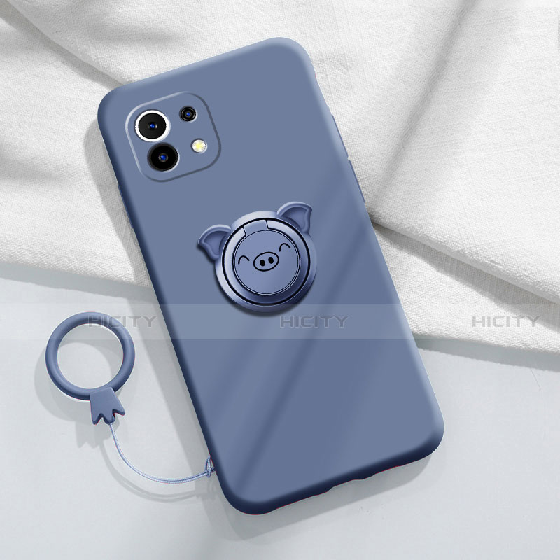 Silikon Hülle Handyhülle Ultra Dünn Schutzhülle Tasche Flexible mit Magnetisch Fingerring Ständer für Xiaomi Mi 11 5G