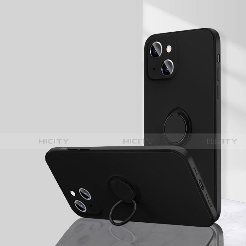 Silikon Hülle Handyhülle Ultra Dünn Schutzhülle Tasche Flexible mit Magnetisch Fingerring Ständer G01 für Apple iPhone 14 Plus