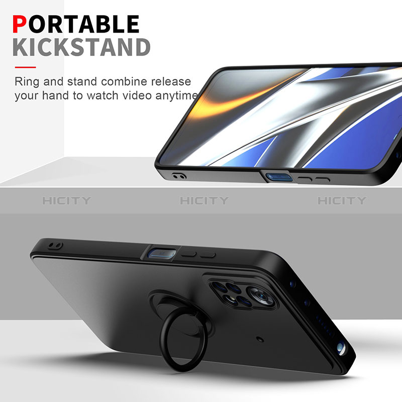 Silikon Hülle Handyhülle Ultra Dünn Schutzhülle Tasche Flexible mit Magnetisch Fingerring Ständer QW1 für Xiaomi Poco X4 Pro 5G groß