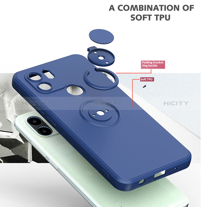 Silikon Hülle Handyhülle Ultra Dünn Schutzhülle Tasche Flexible mit Magnetisch Fingerring Ständer QW1 für Xiaomi Redmi A2 Plus