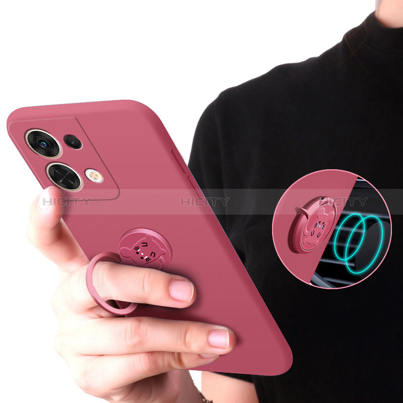 Silikon Hülle Handyhülle Ultra Dünn Schutzhülle Tasche Flexible mit Magnetisch Fingerring Ständer S01 für Oppo Reno9 Pro+ Plus 5G groß
