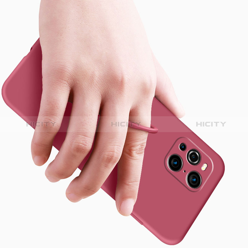 Silikon Hülle Handyhülle Ultra Dünn Schutzhülle Tasche Flexible mit Magnetisch Fingerring Ständer S02 für Oppo Find X3 5G