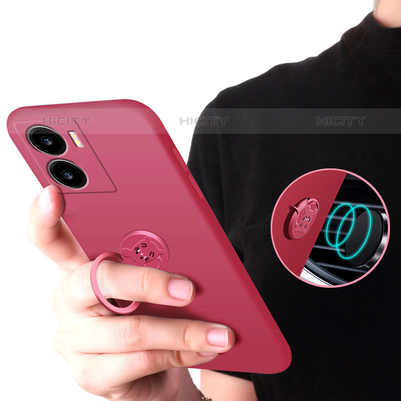 Silikon Hülle Handyhülle Ultra Dünn Schutzhülle Tasche Flexible mit Magnetisch Fingerring Ständer S02 für Vivo iQOO Z7 5G