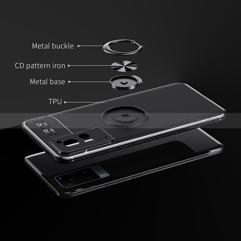 Silikon Hülle Handyhülle Ultra Dünn Schutzhülle Tasche Flexible mit Magnetisch Fingerring Ständer SD1 für Vivo X60 Pro 5G