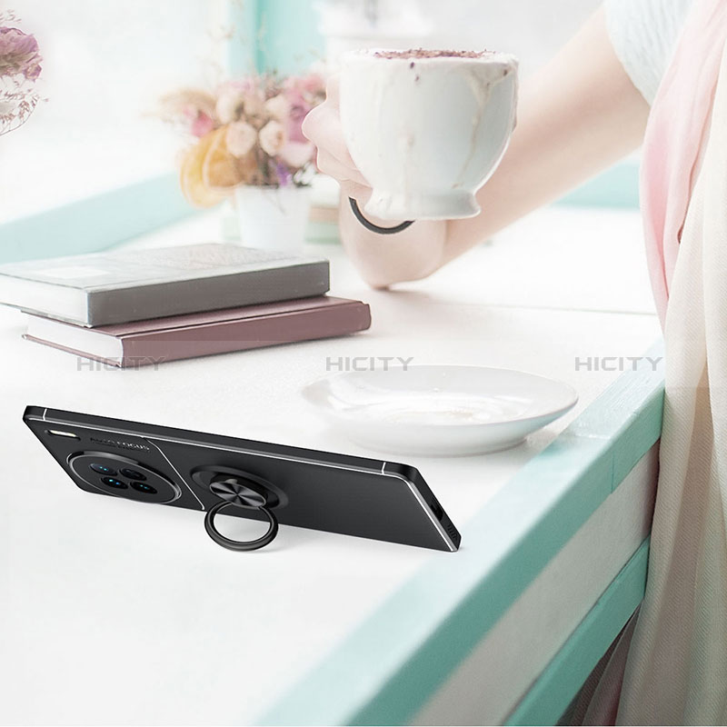 Silikon Hülle Handyhülle Ultra Dünn Schutzhülle Tasche Flexible mit Magnetisch Fingerring Ständer SD1 für Vivo X90 5G