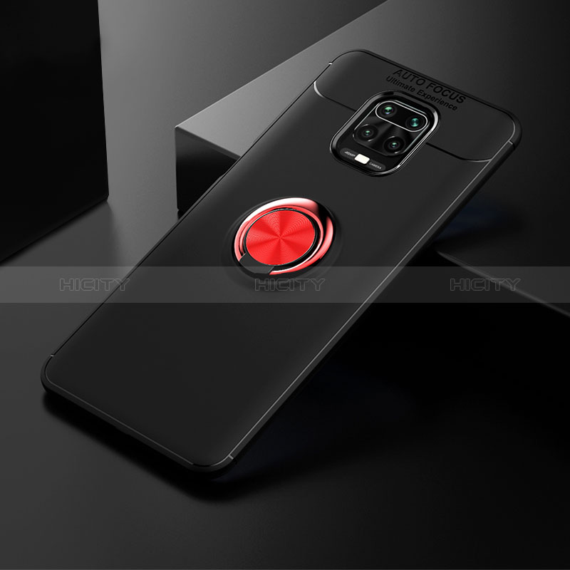 Silikon Hülle Handyhülle Ultra Dünn Schutzhülle Tasche Flexible mit Magnetisch Fingerring Ständer SD1 für Xiaomi Poco M2 Pro Rot und Schwarz Plus