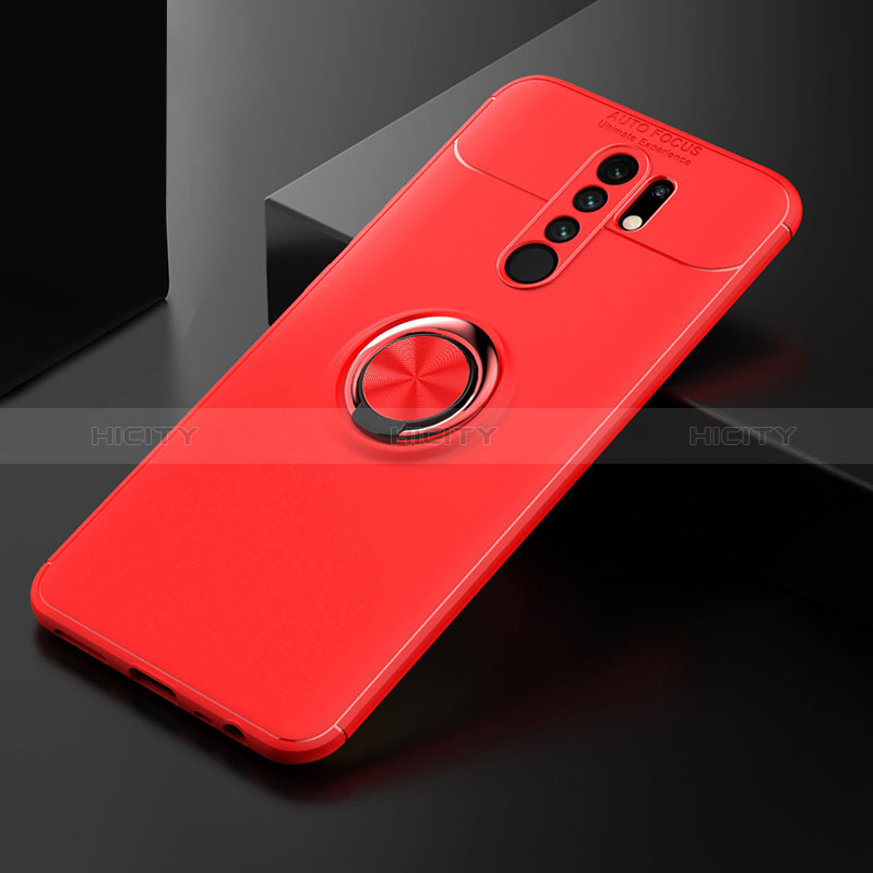 Silikon Hülle Handyhülle Ultra Dünn Schutzhülle Tasche Flexible mit Magnetisch Fingerring Ständer SD2 für Xiaomi Redmi 9 groß
