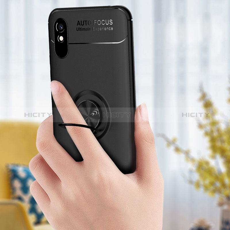 Silikon Hülle Handyhülle Ultra Dünn Schutzhülle Tasche Flexible mit Magnetisch Fingerring Ständer SD2 für Xiaomi Redmi 9i groß